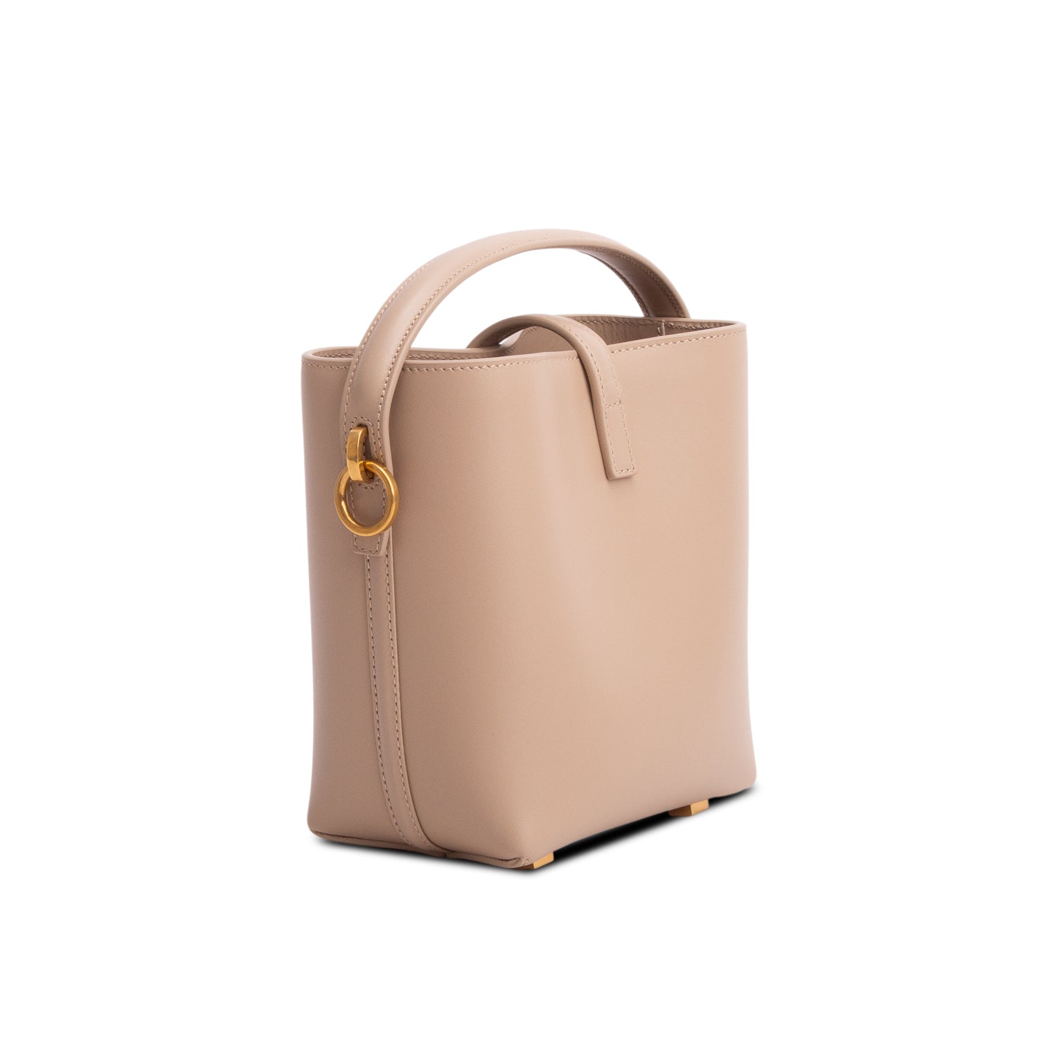 Saint Laurent 2024 Beige Shiny Calfskin Le 37 Mini Bucket Bag w/ Strap