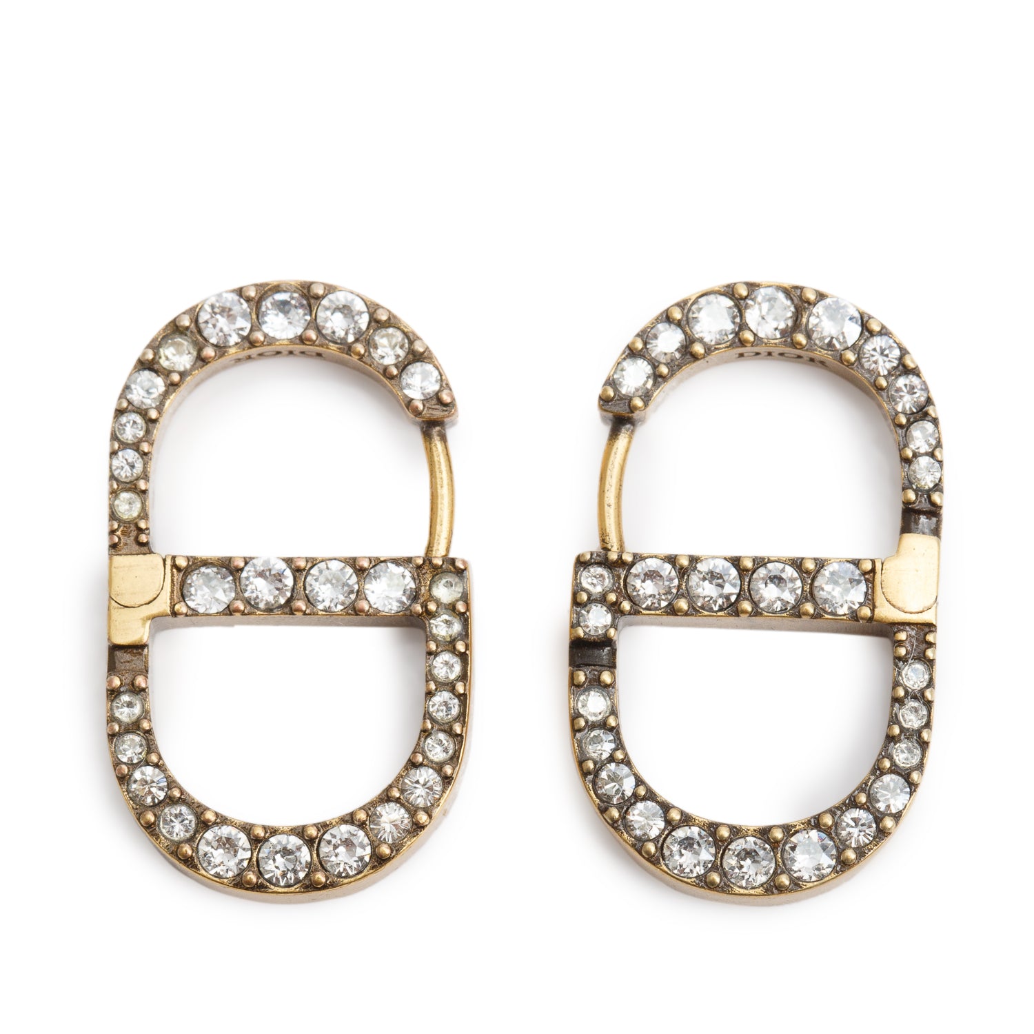 Christian Dior Gold Plated Crystal 30 Montaigne Drop Earrings