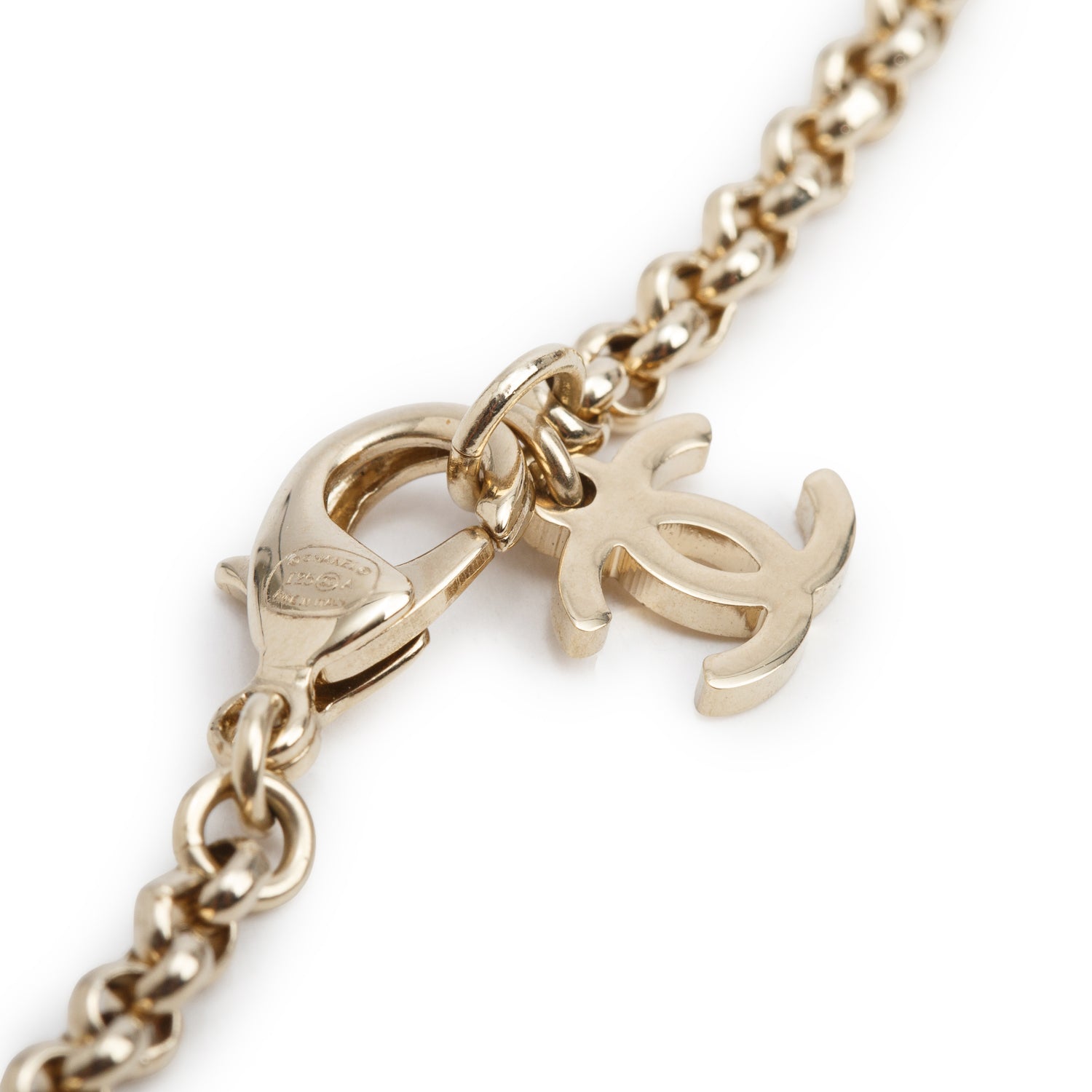 Chanel 2025 Gold-Plated Metal Strass CC Coco Mark Bijou Necklace