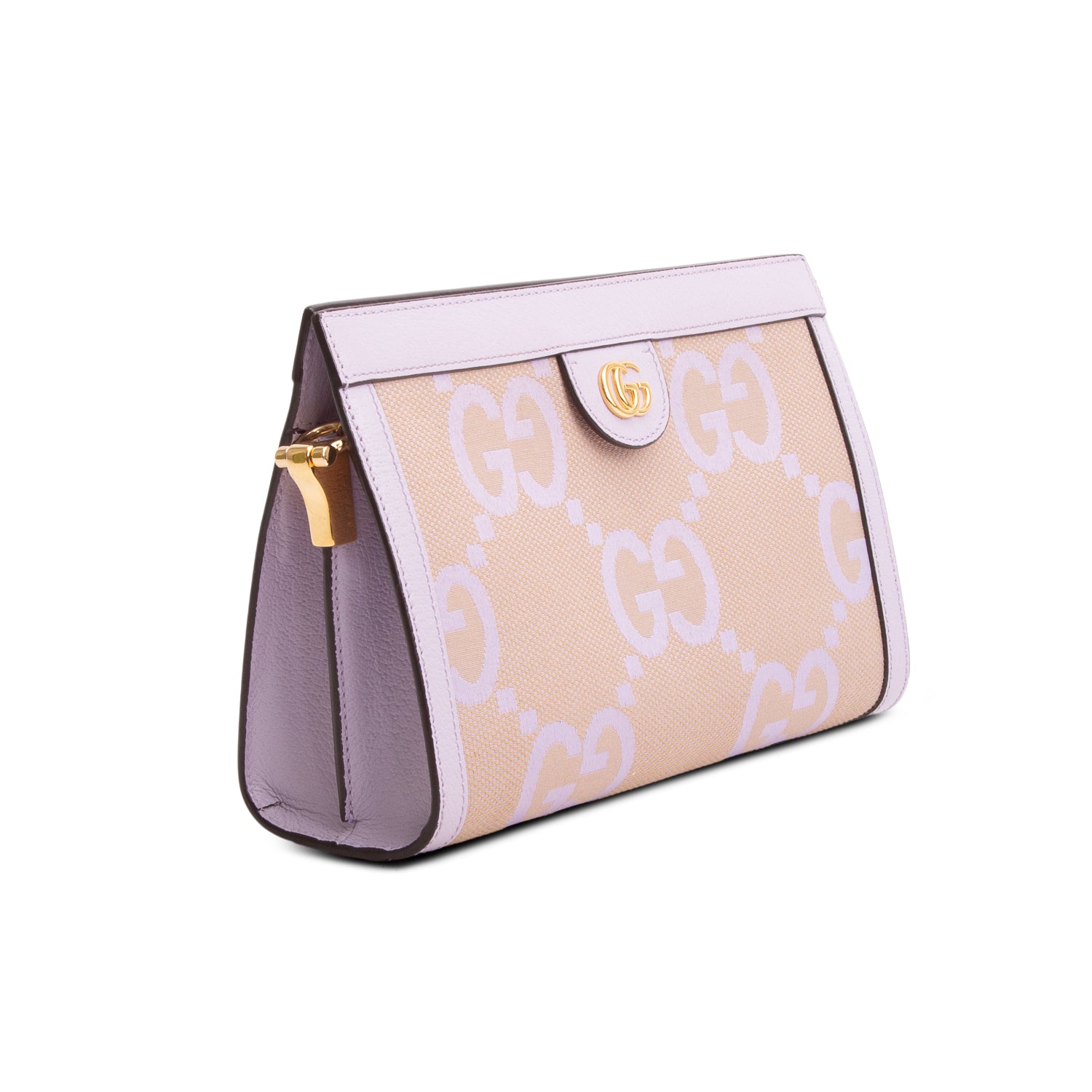 Gucci Purple Monogram Jumbo GG Textured Dollar Calfskin Small Ophidia Chain Shoulder w/ Box
