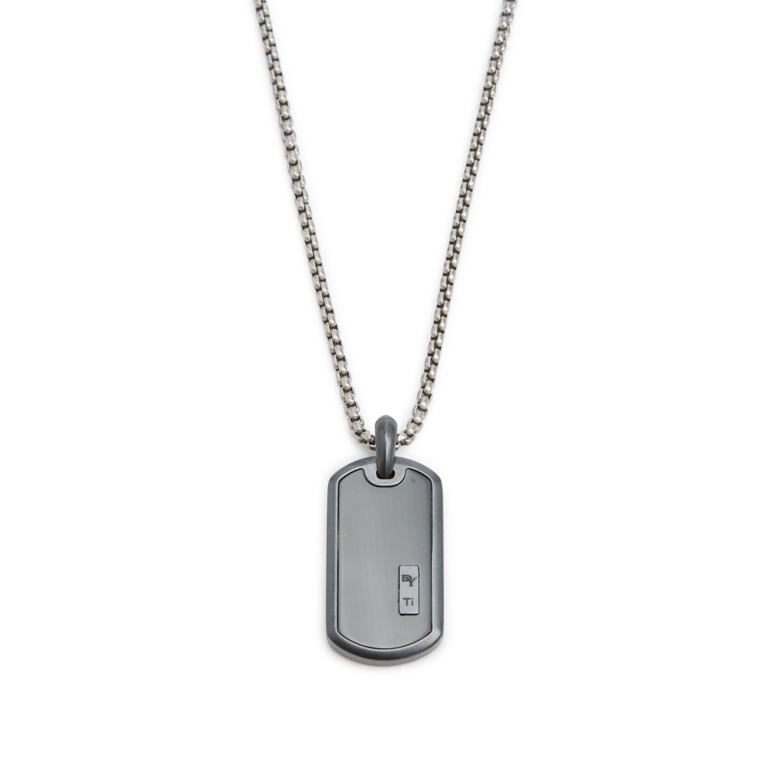 David Yurman Black Titanium Tag Pendant Necklace