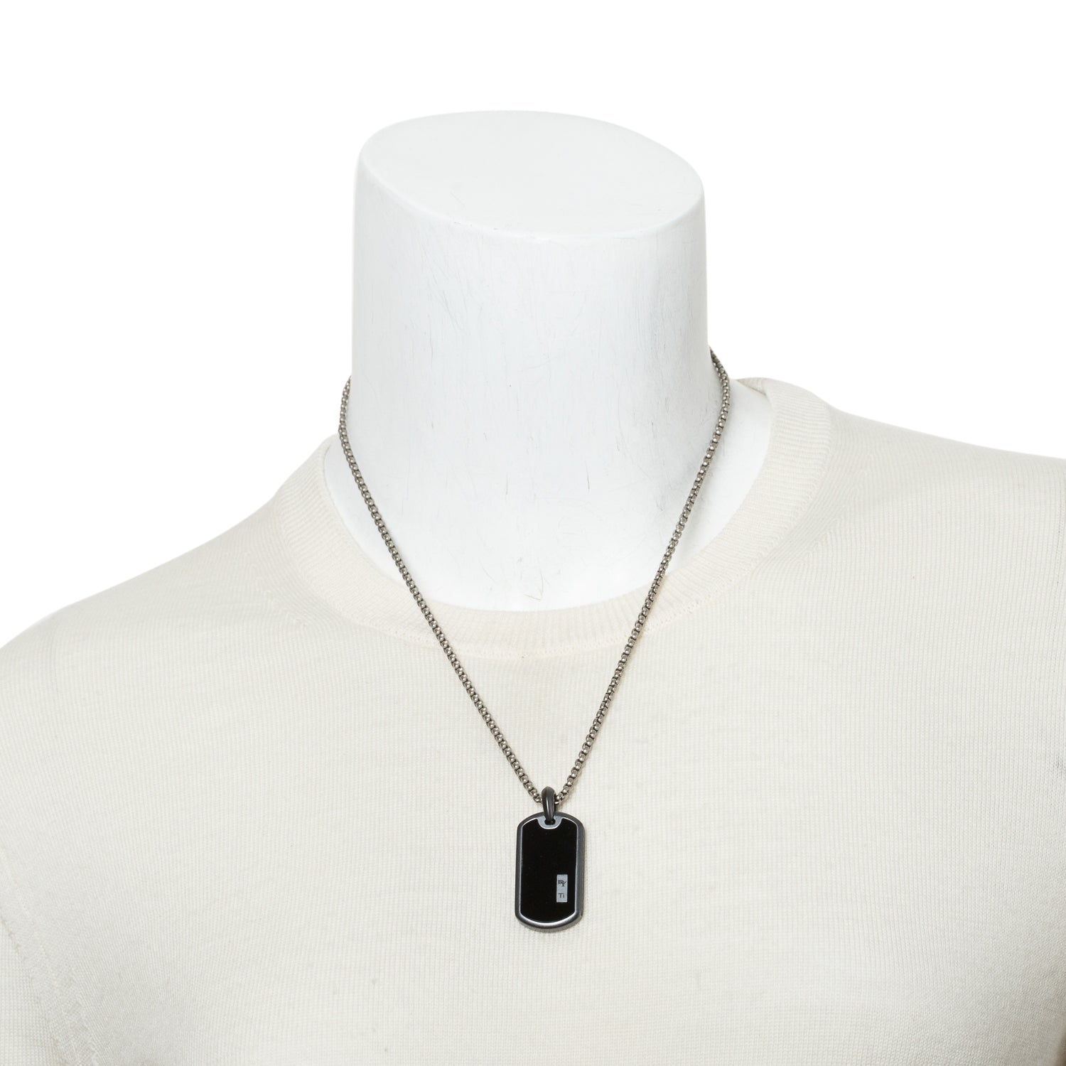 David Yurman Black Titanium Tag Pendant Necklace