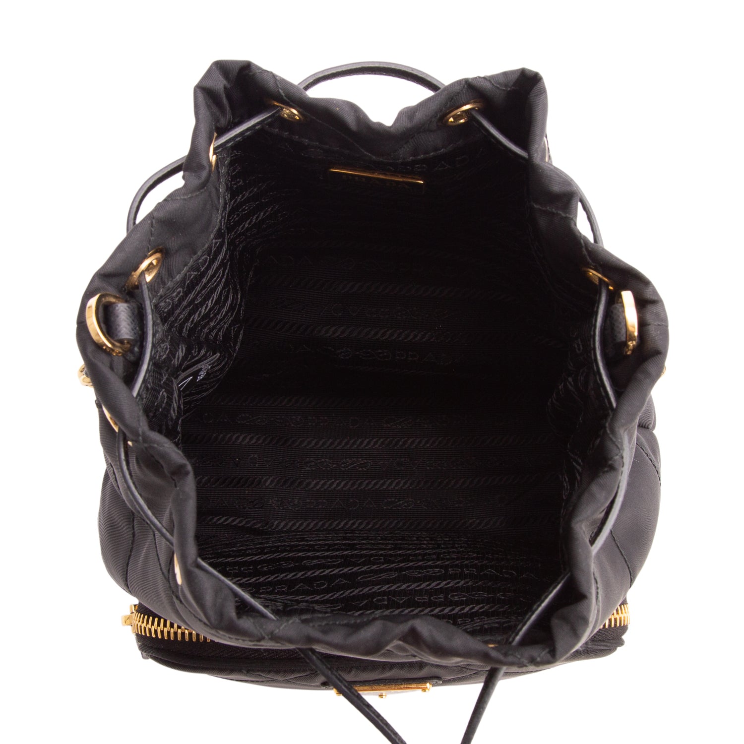 Prada Black Re-Nylon Saffiano Stitched Duet Bucket Bag w/ Strap