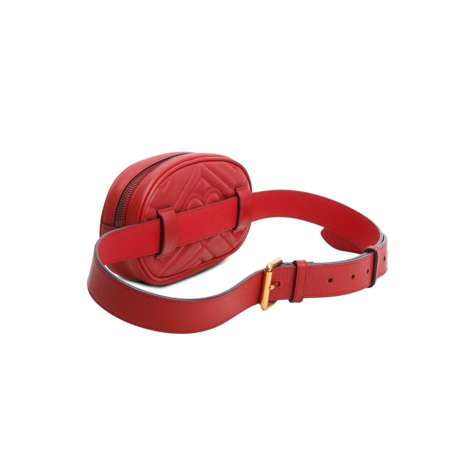 Gucci Red GG Marmont Matelasse Leather Belt Bag, Size 95 38