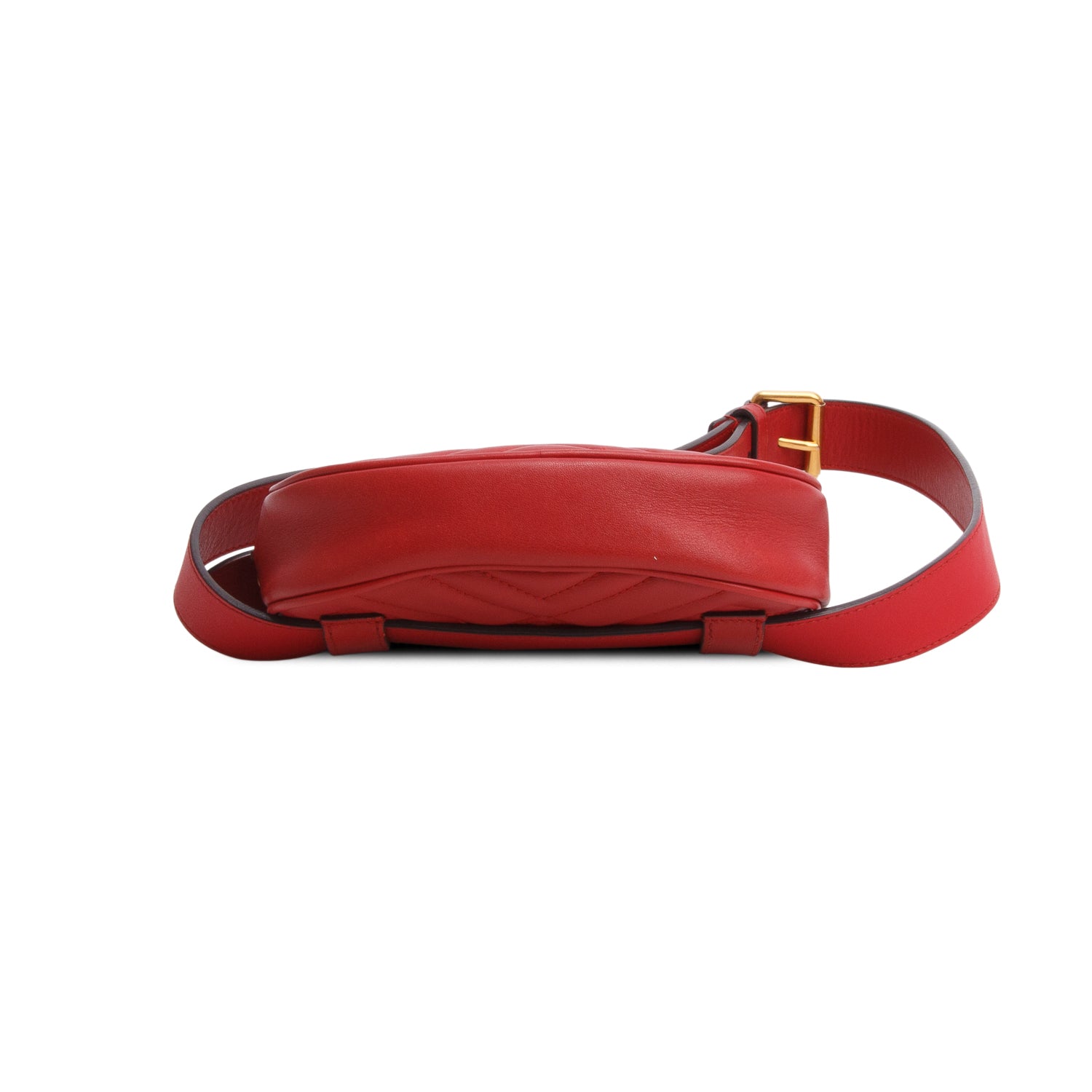Gucci Red GG Marmont Matelasse Leather Belt Bag, Size 95 38