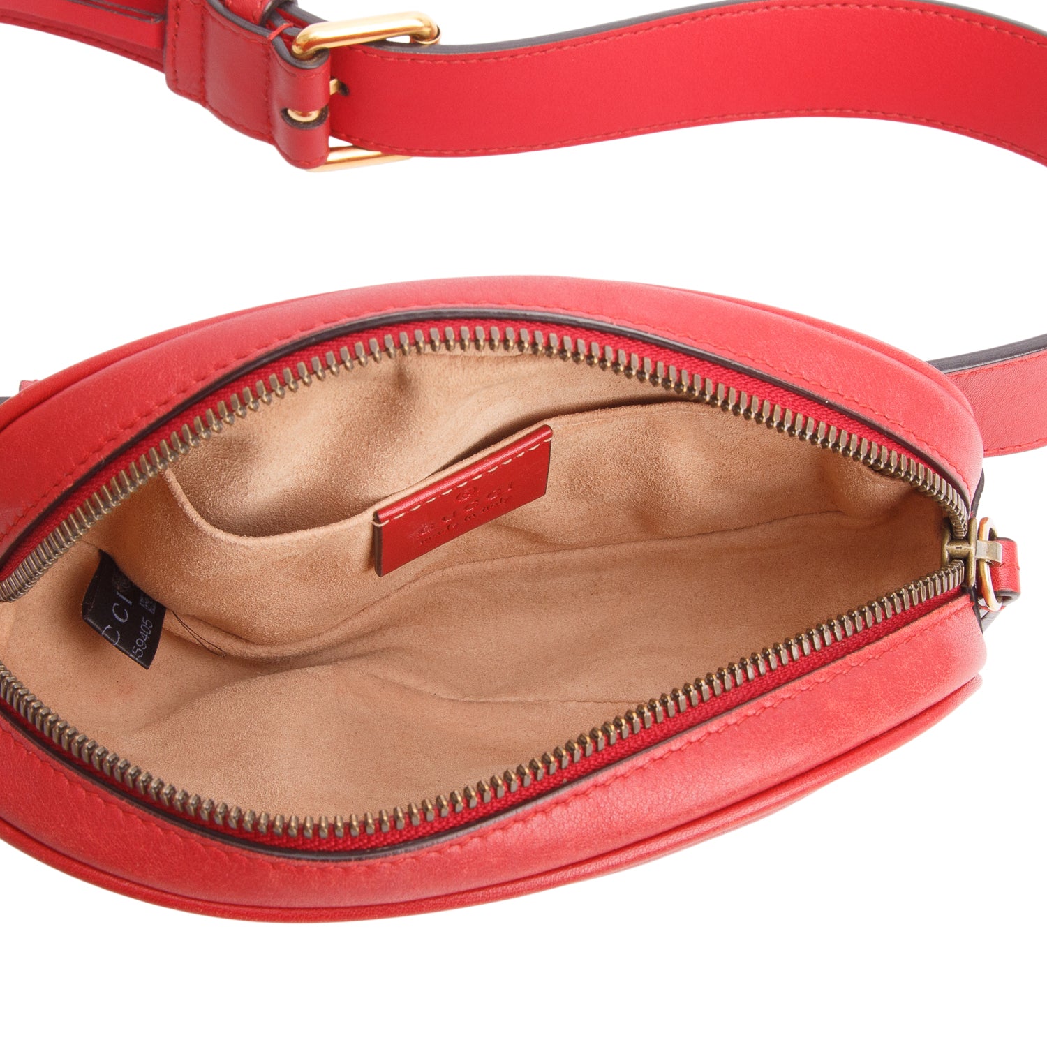 Gucci Red GG Marmont Matelasse Leather Belt Bag, Size 95 38