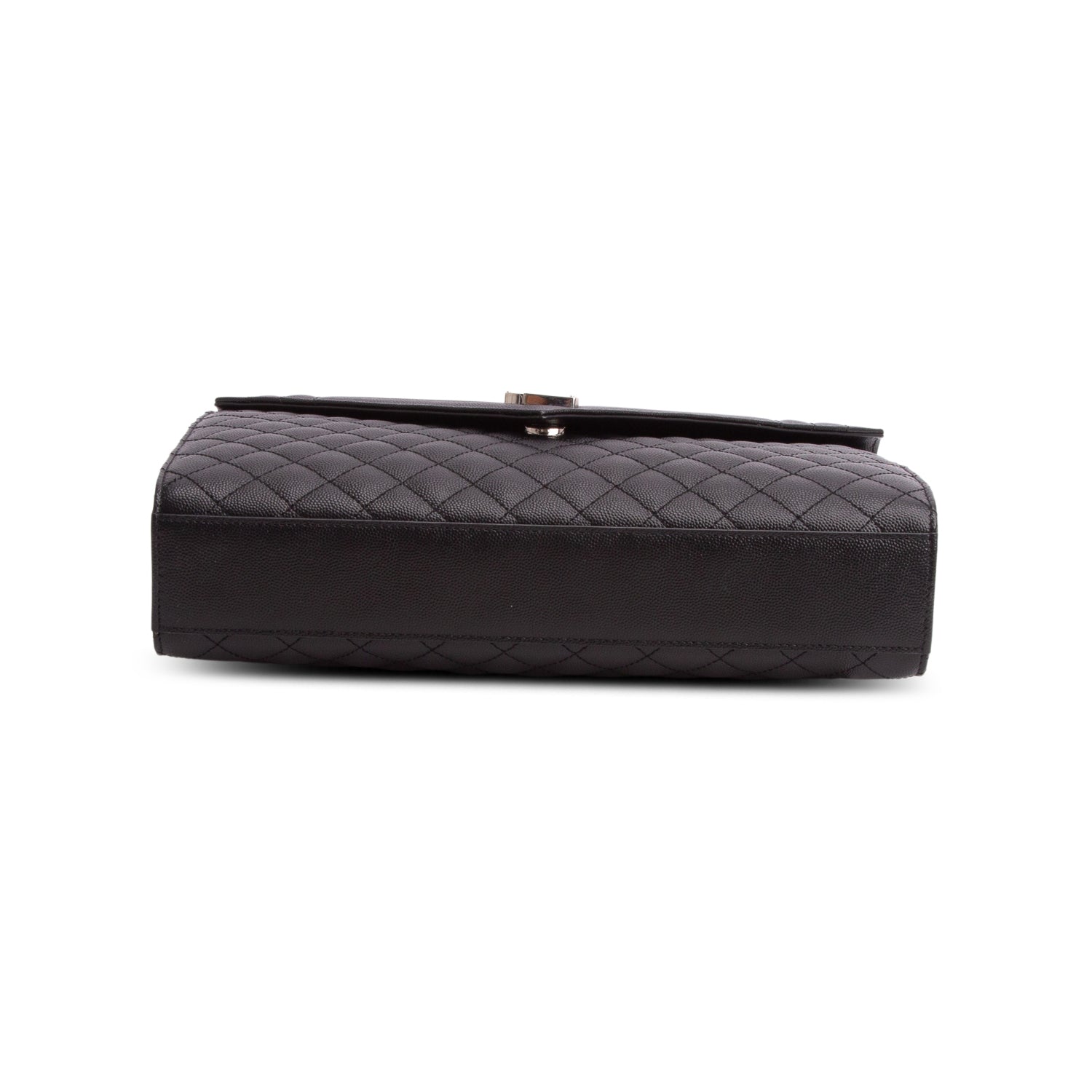 Saint Laurent 2021 Black Grain de Poudre Textured Mixed Matelasse Large Triquilt Monogram Satchel