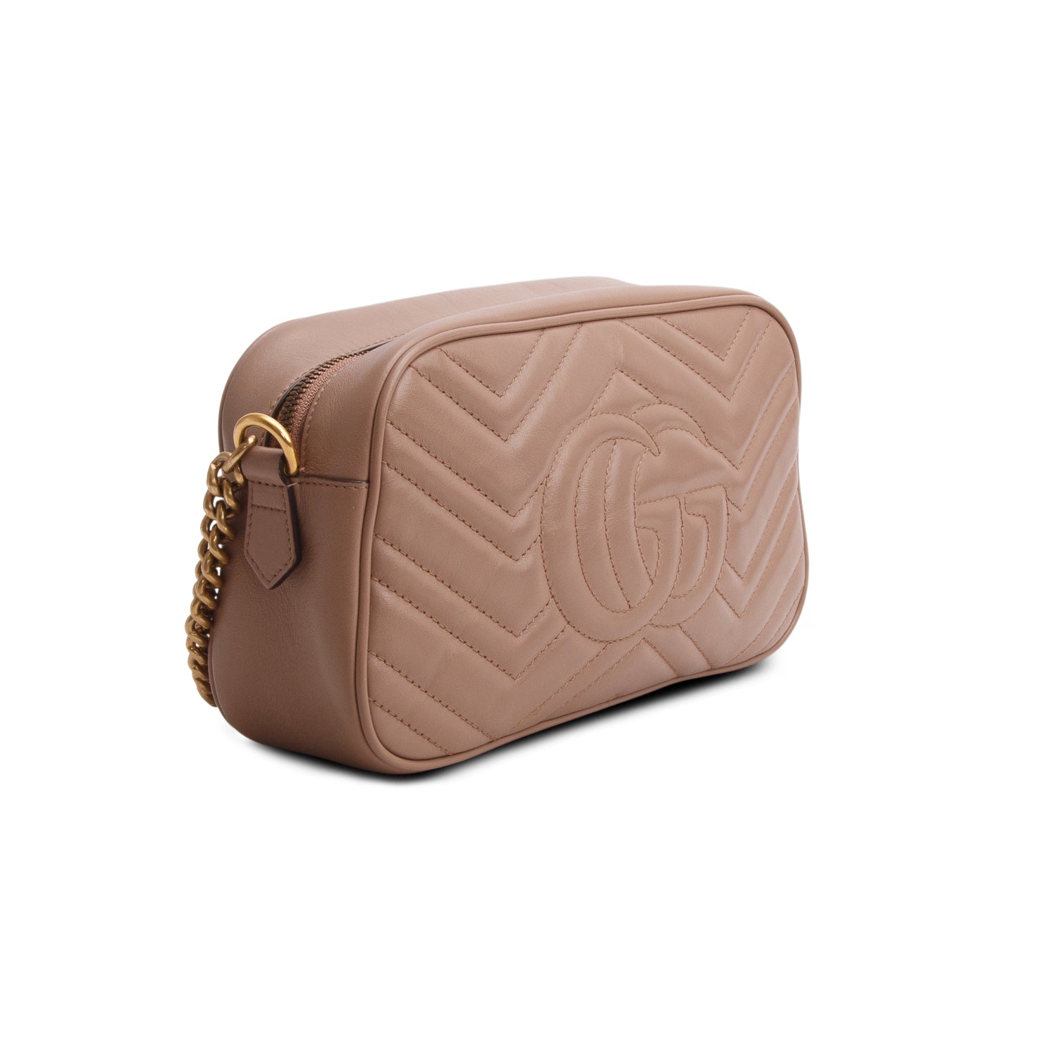 Gucci Beige GG Marmont Matelasse Small Shoulder Bag w/ Box