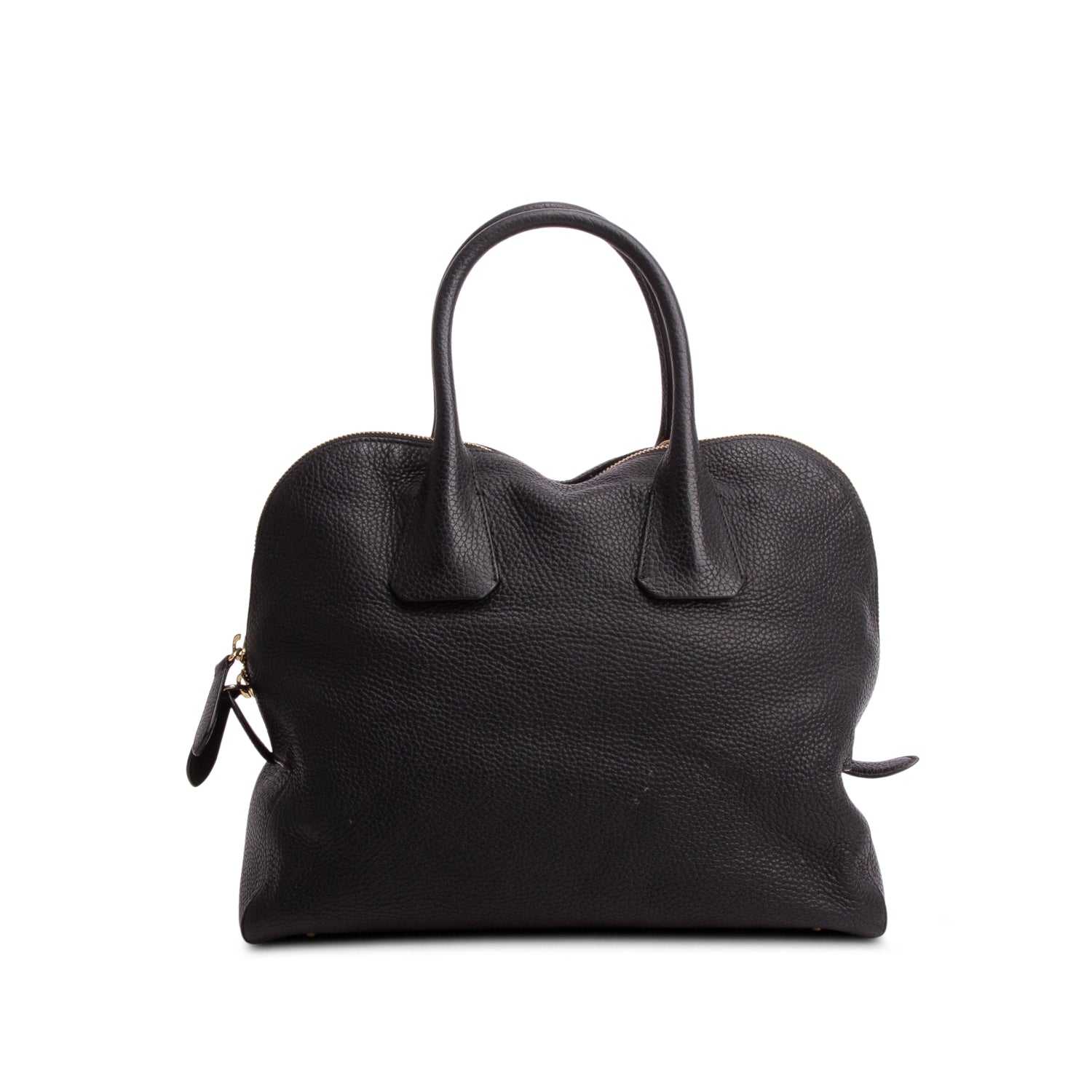 Burberry Black Grained Leather Greenwood Medium Bowling Bag w/ Strap