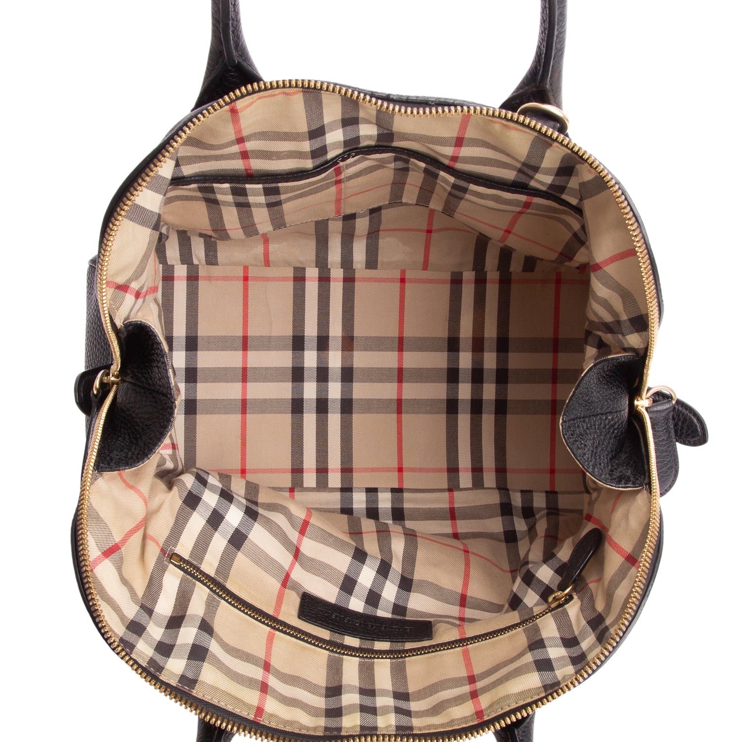 Burberry Black Grained Leather Greenwood Medium Bowling Bag w/ Strap