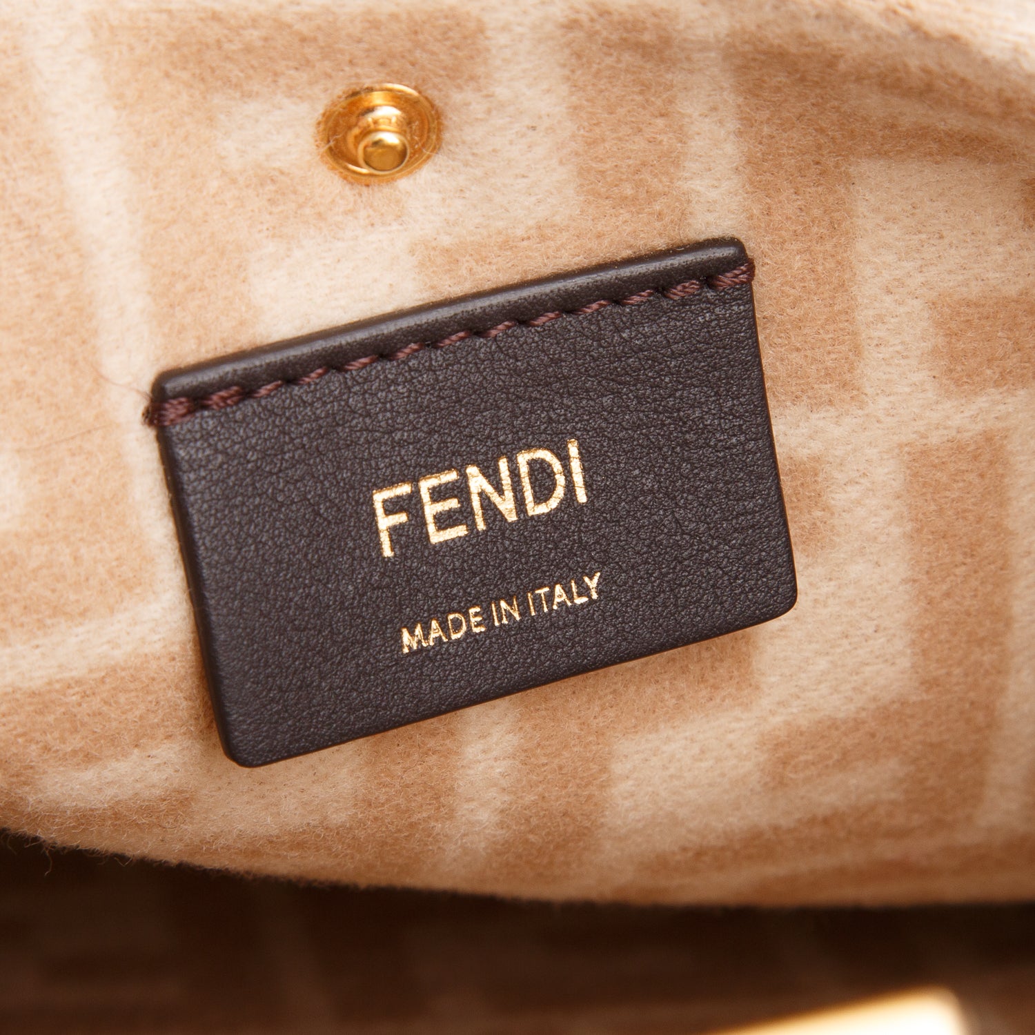 Fendi Brown Wool Vitello King Seta FF 1974 Medium Peekaboo X-Tote