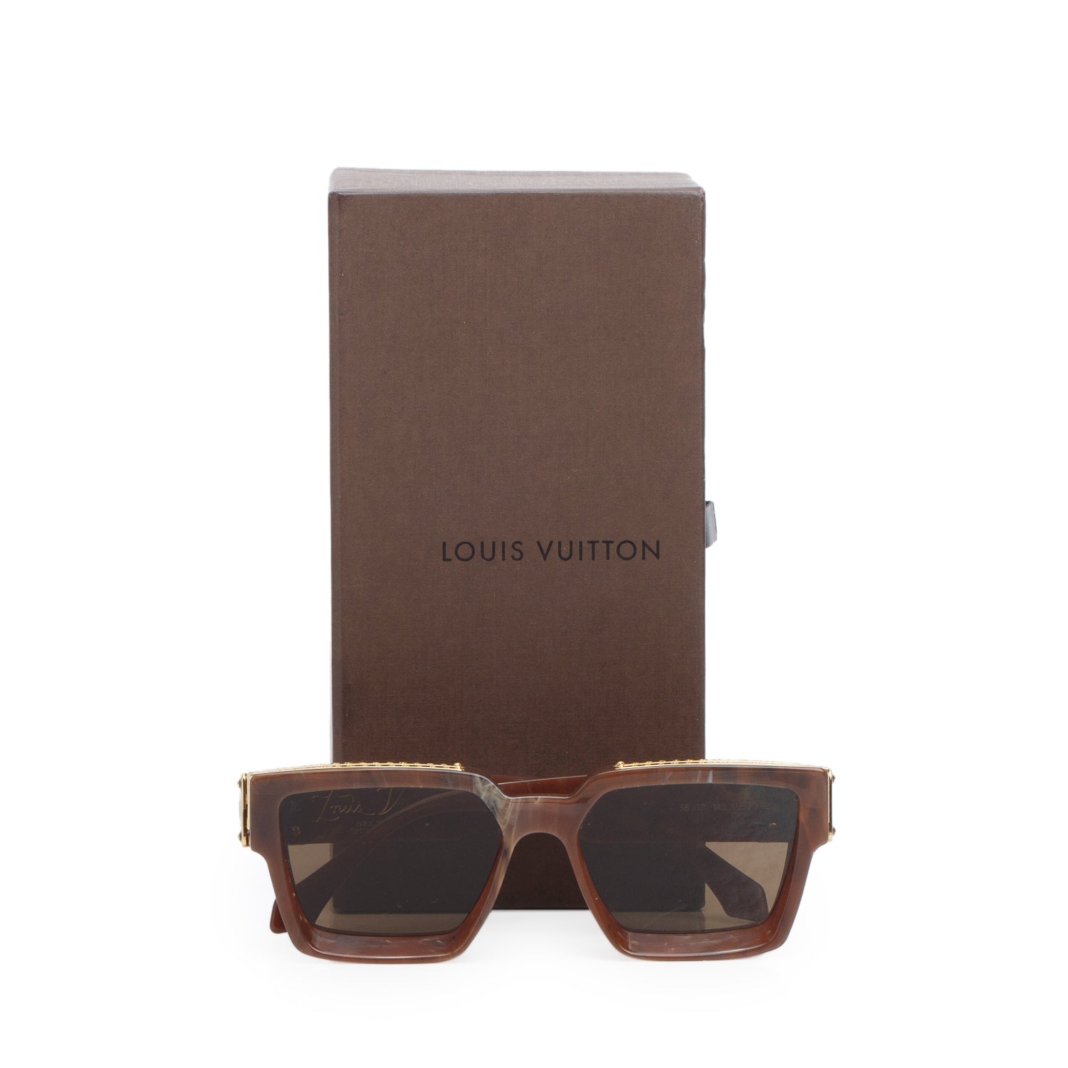 Louis Vuitton 2020 Z1337W Brown Choco Marble Acetate 1.1 Millionaires Sunglasses w/ Box