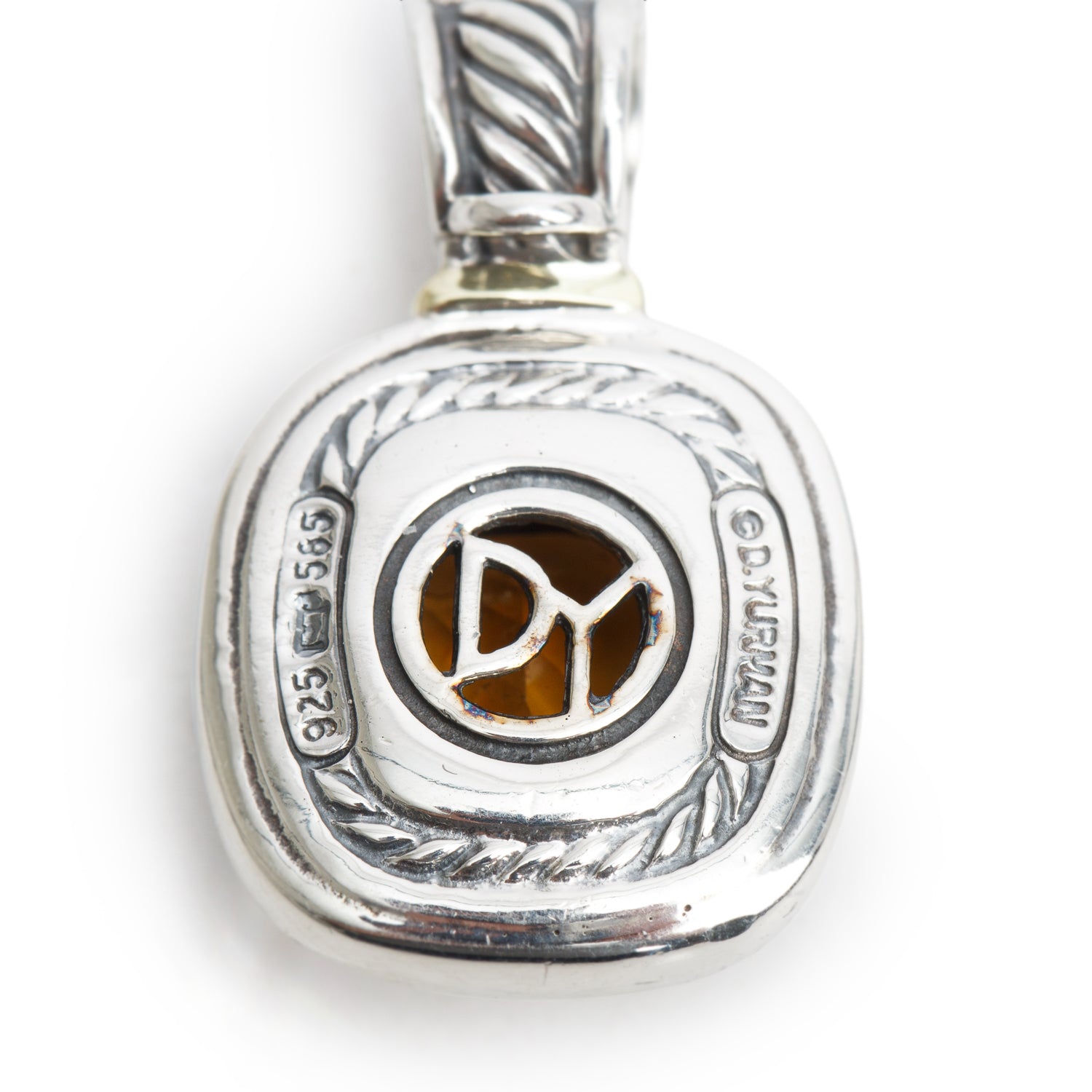David Yurman Sterling Silver & 14k Yellow Gold Citrine Cable Pendant