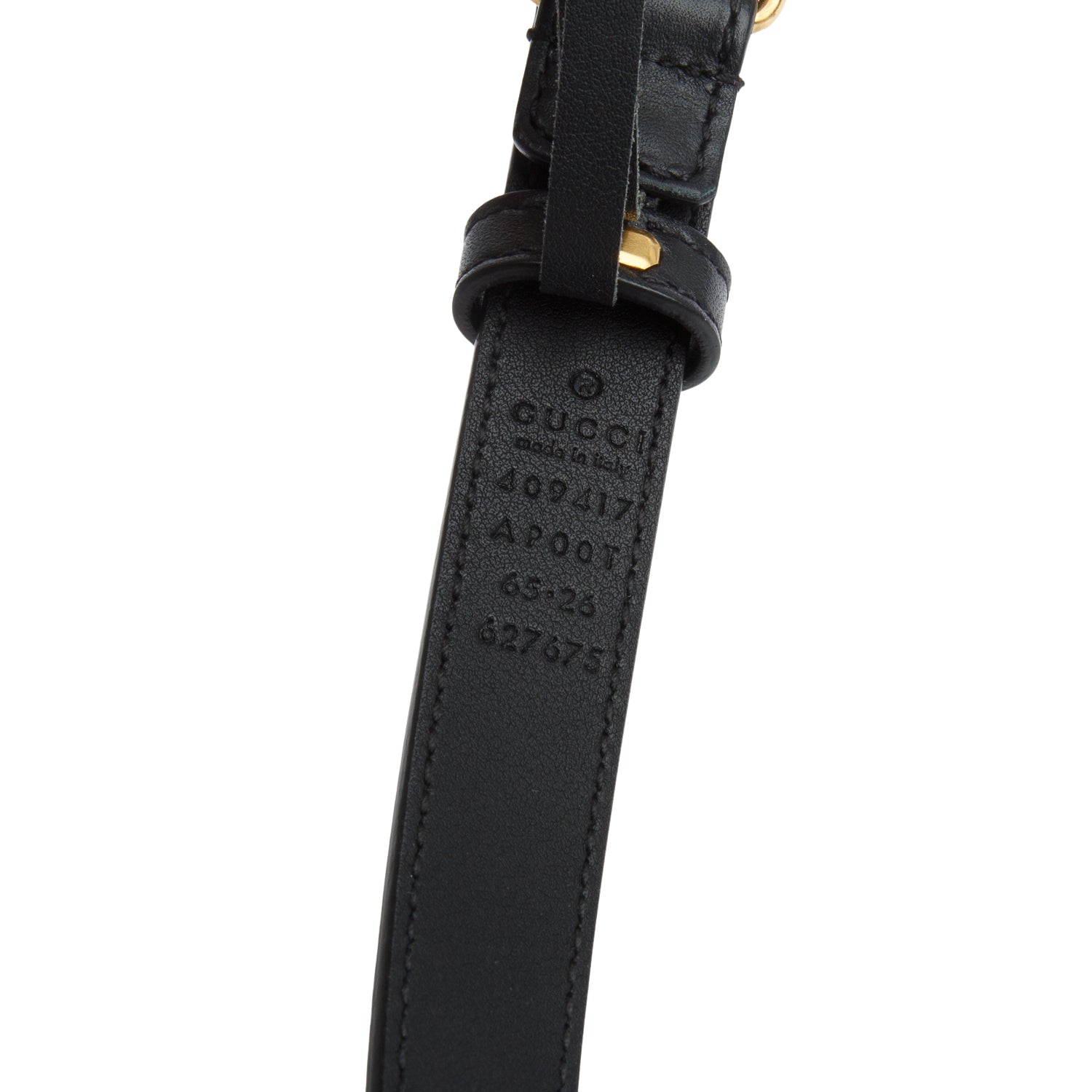 Gucci Black Leather GG Marmont Thin Belt, 65 26