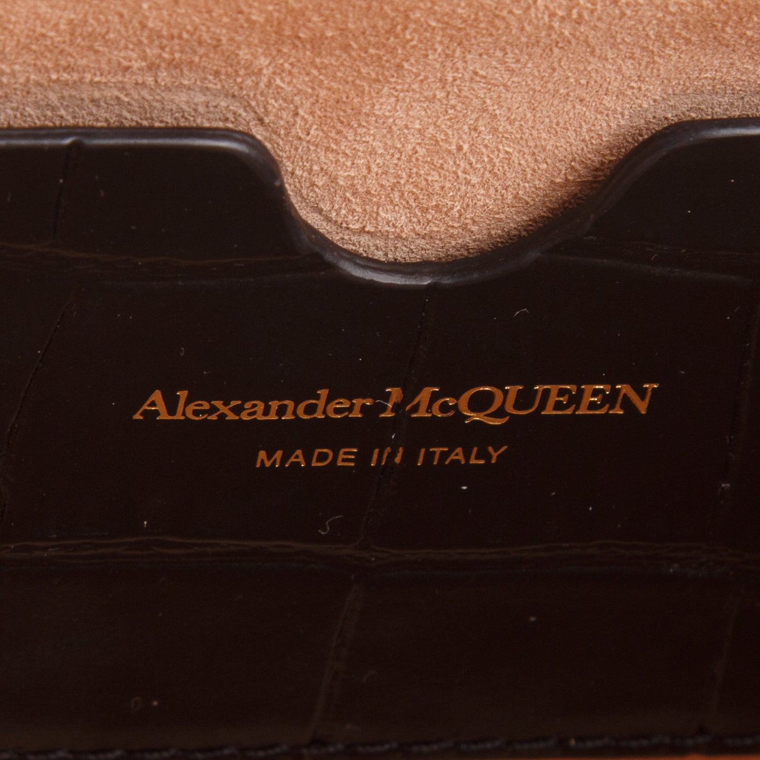 Alexander McQueen Calfskin Crocodile Embossed Knuckle Flat Clutch w/ Box