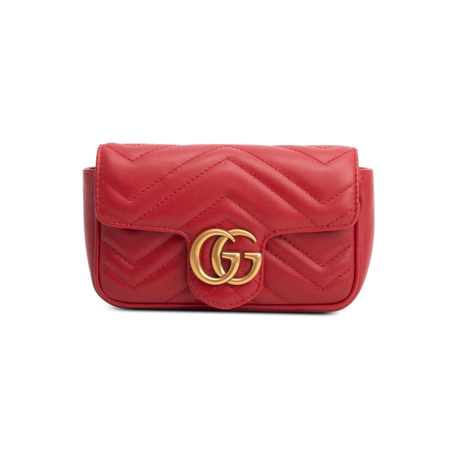 Gucci Red GG Marmont Matelasse Leather Super Mini Bag