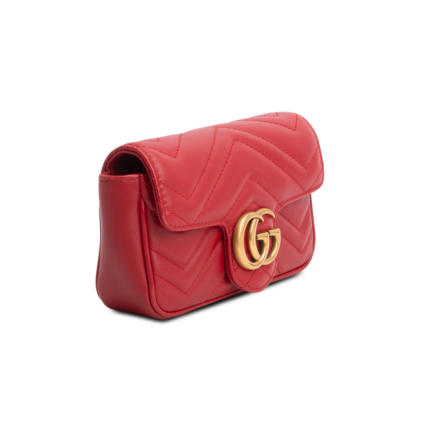 Gucci Red GG Marmont Matelasse Leather Super Mini Bag