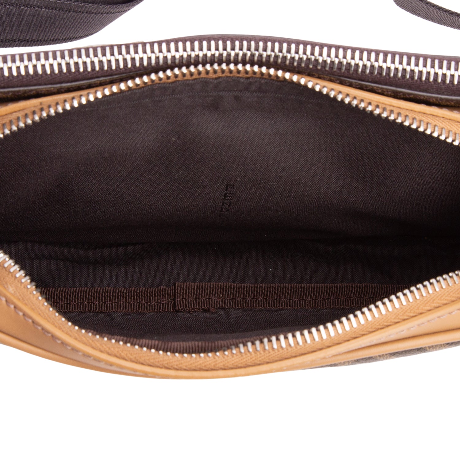 Fendi Brown Glazed Fabric Vitello Liberty FF Diagonal Belt Bag