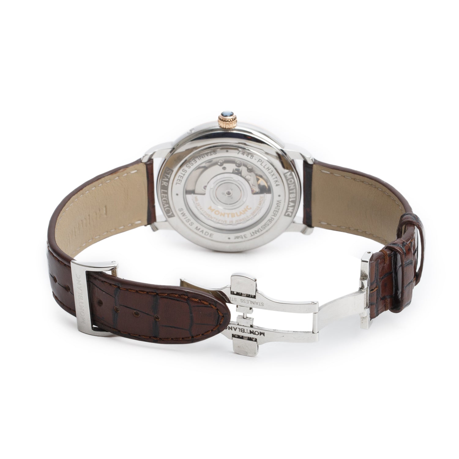 Montblanc 2025 Stainless Steel & 18k Rose Gold Star Legacy 42 MM Automatic Moonphase Watch Silver Guilloche Dial 117580 w/ Box