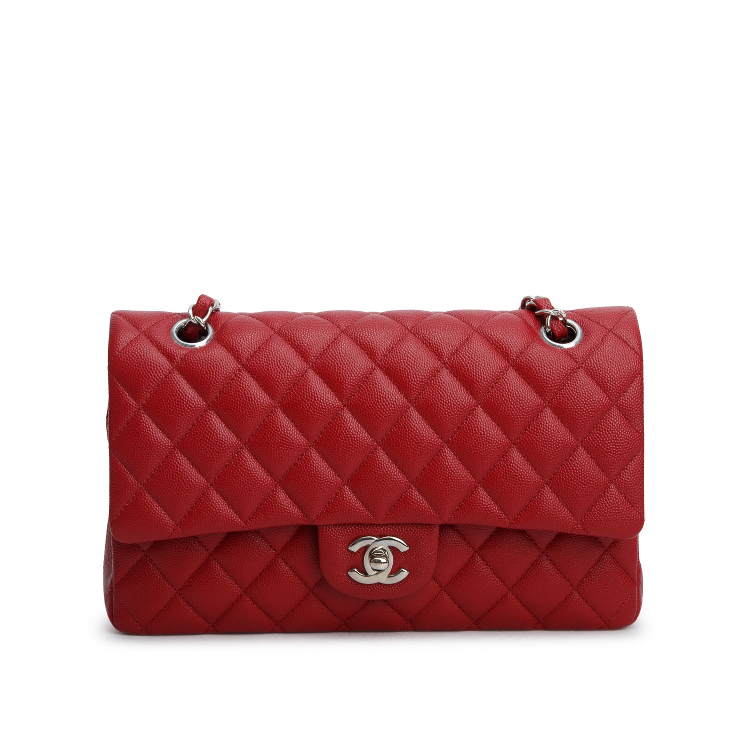 Chanel Red Caviar Classic Medium Double Flap Bag w/ Box & Receipt