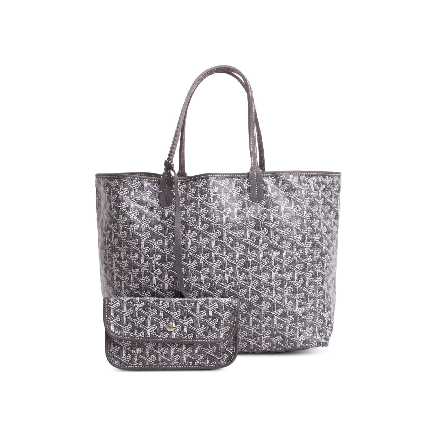 Goyard 2022 Grey Goyardine Saint Louis PM Tote w/ Pouch