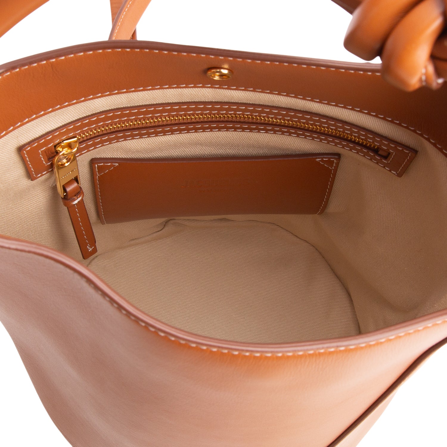 Jacquemus Brown Leather Le Petite Tourni Bucket Bag