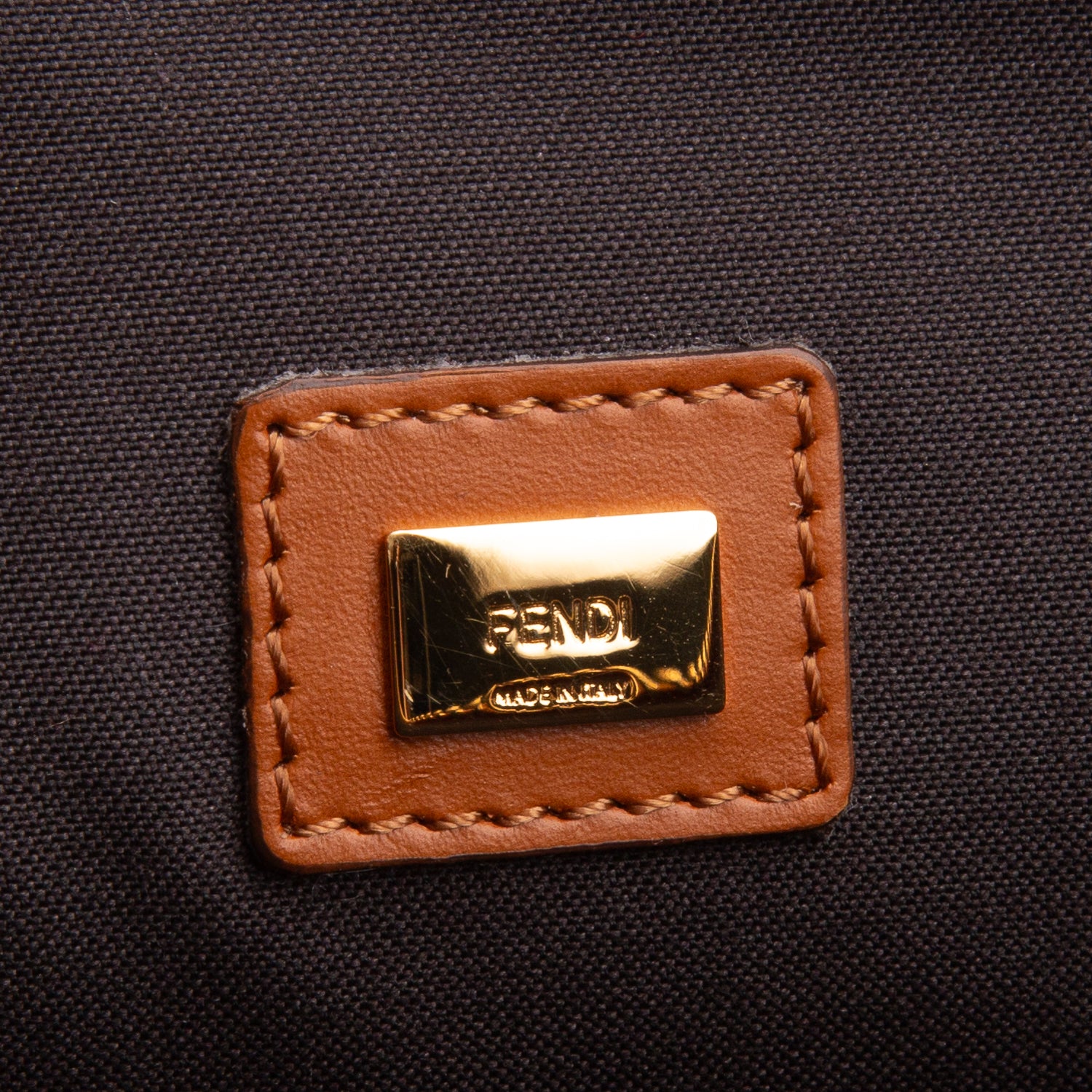 Fendi Brown Vitello King Logo Embossed Large Flat Pouch