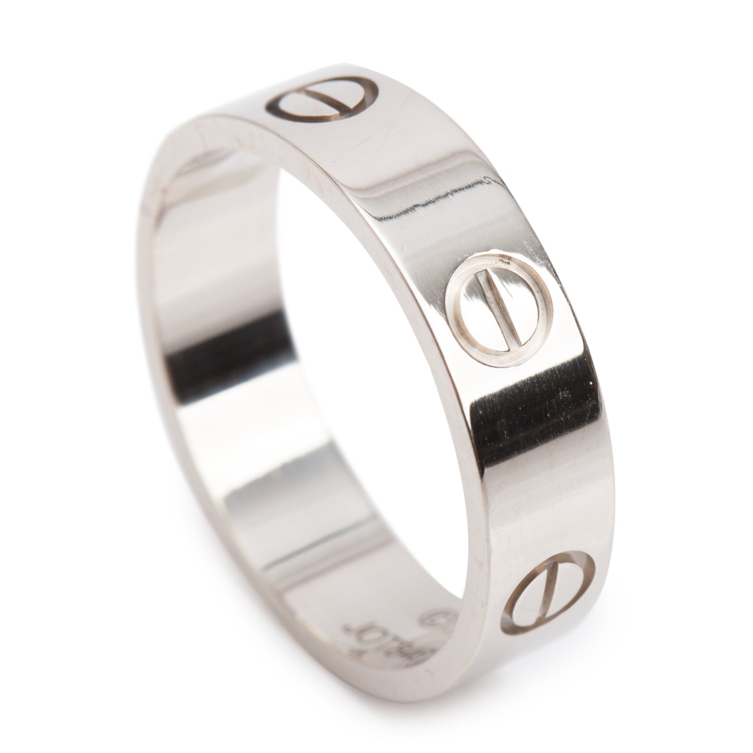 Cartier 18k White Gold 5.5 MM Love Ring, Classic Model, Size 60 9.25 w/ Box & Certificate