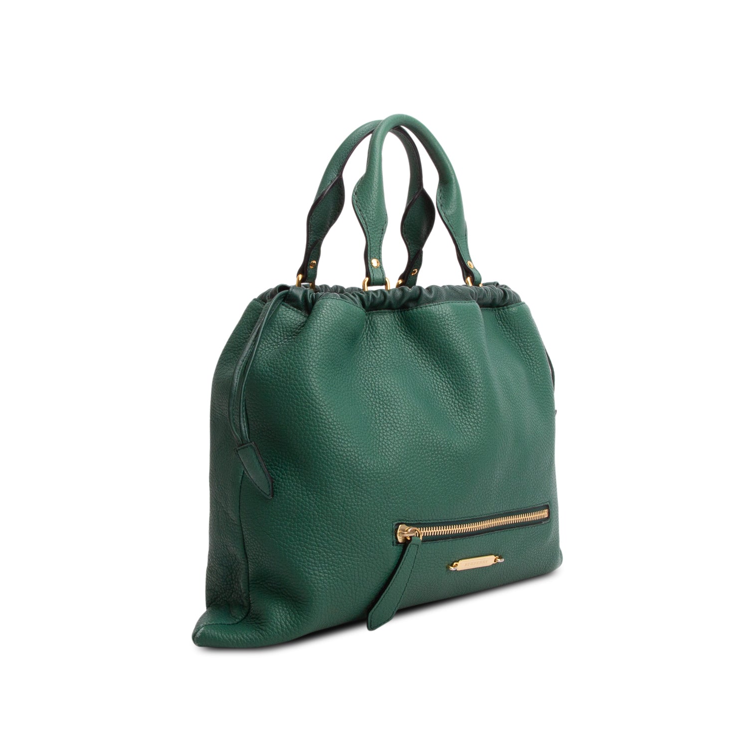 Burberry Green Grained Calfskin Big Crush Tote w/ Strap