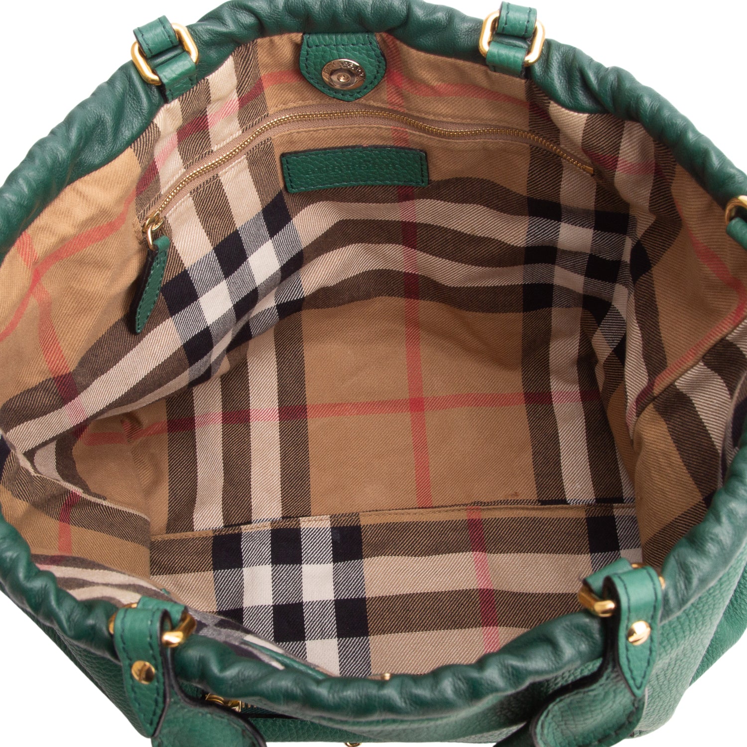 Burberry Green Grained Calfskin Big Crush Tote w/ Strap