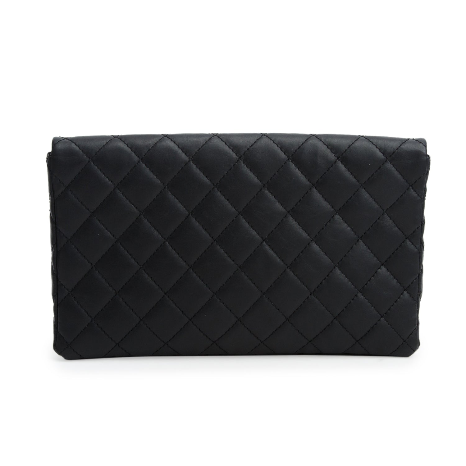 Chanel Black Aged Calfskin Quilted Reissue 2.55 Clutch w/ Authenticity Card
