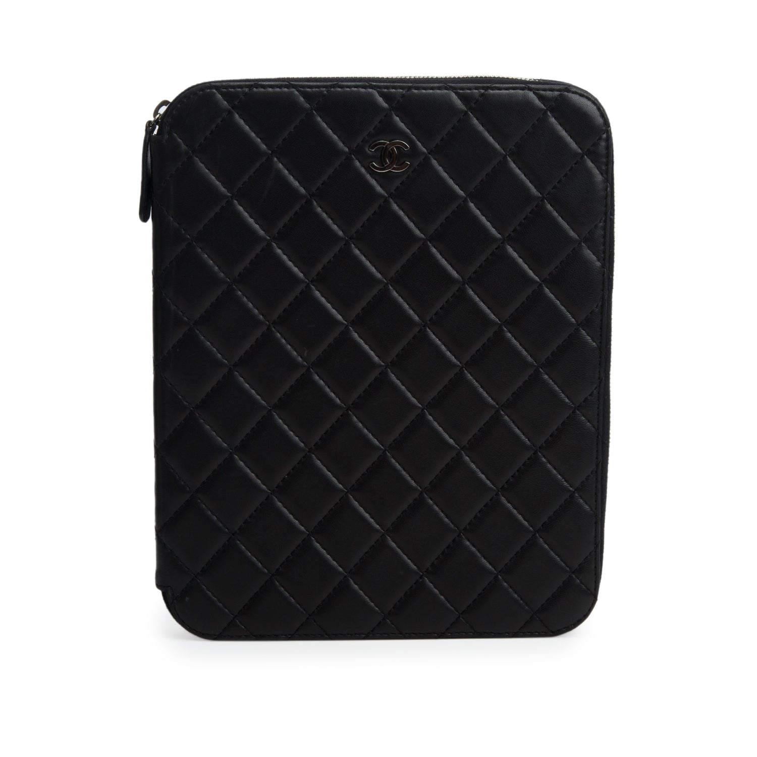 Chanel Black Lambskin Zip Around iPad Case
