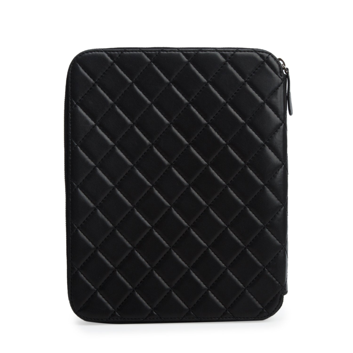 Chanel Black Lambskin Zip Around iPad Case