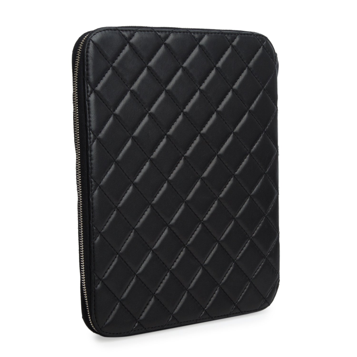 Chanel Black Lambskin Zip Around iPad Case