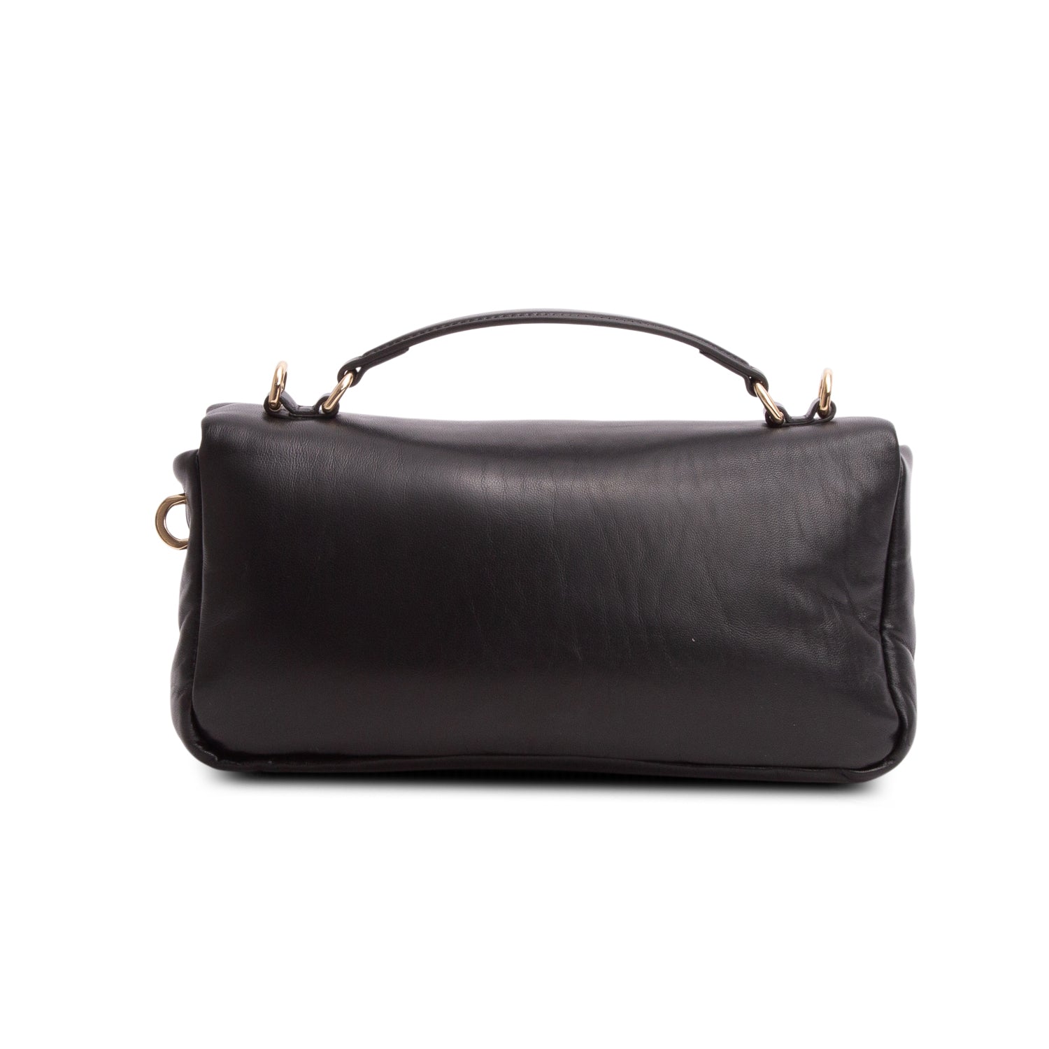 Gucci Black Lambskin Small GG Milano Top Handle Shoulder Bag w/ Chain