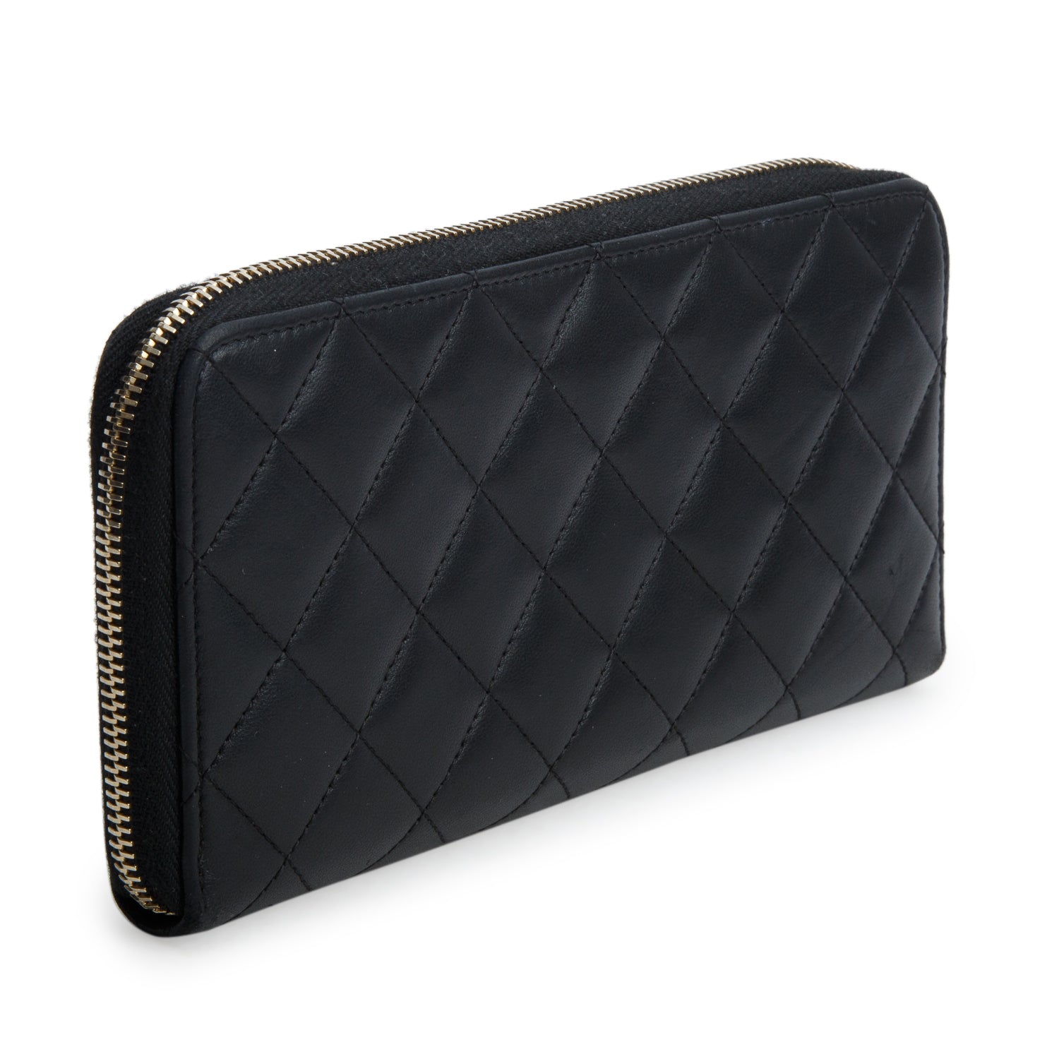 Chanel Black Lambskin Leather Trendy CC Large Gusset Zip Around Wallet w/ Box & Authenticity Card