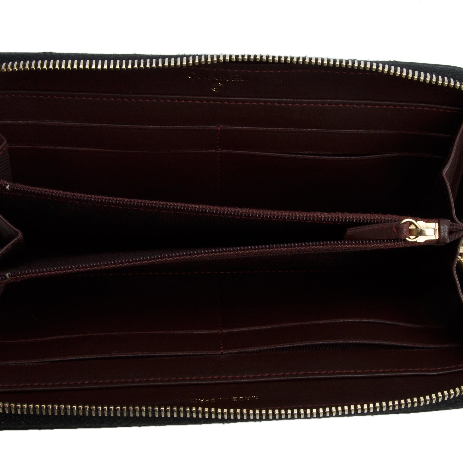 Chanel Black Lambskin Leather Trendy CC Large Gusset Zip Around Wallet w/ Box & Authenticity Card