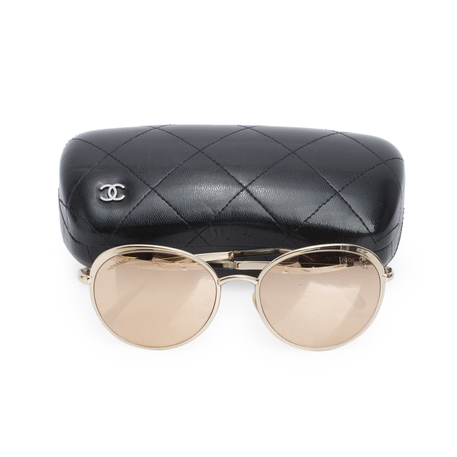 Chanel 4206 Silver Reflective Round Sunglasses w/ Case