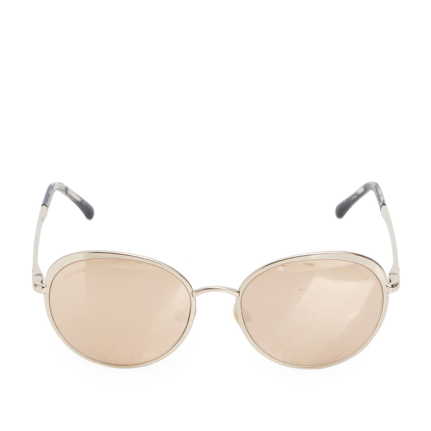 Chanel 4206 Silver Reflective Round Sunglasses w/ Case