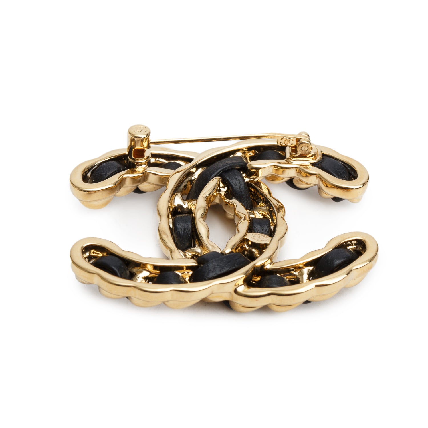 Chanel 2024 Gold Plated Leather CC Brooch w/ Box
