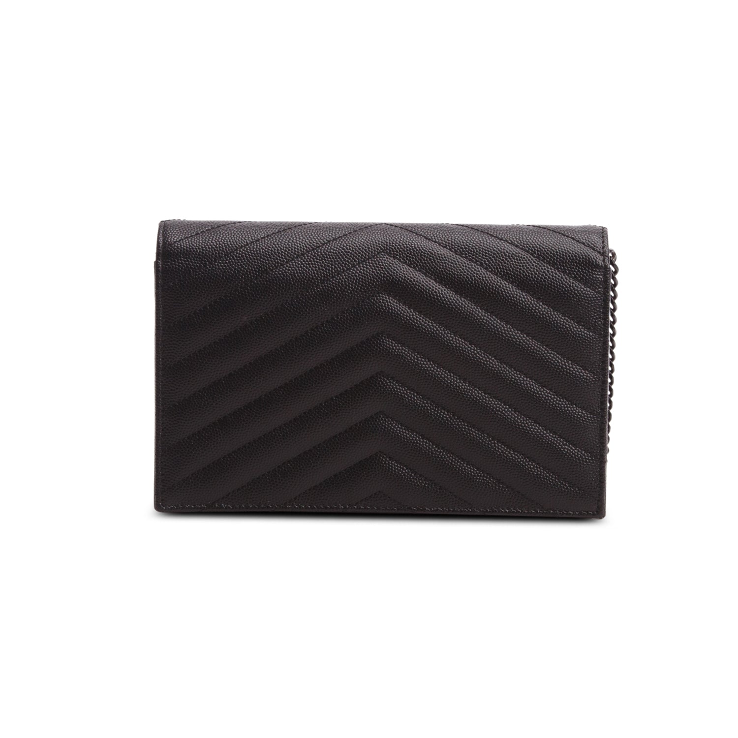 Saint Laurent 2023 So Black Grain de Poudre Matelasse Chevron Envelope Wallet