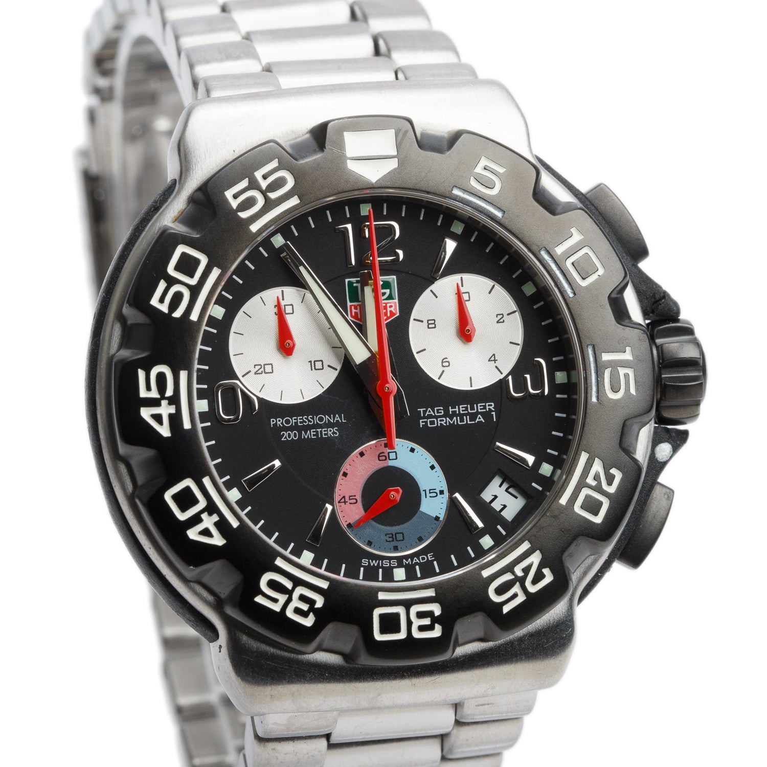 Tag Heuer Stainless Steel Formula 1 42 MM Chronograph Quartz Watch CAC1110-0 w/ Case & Papers