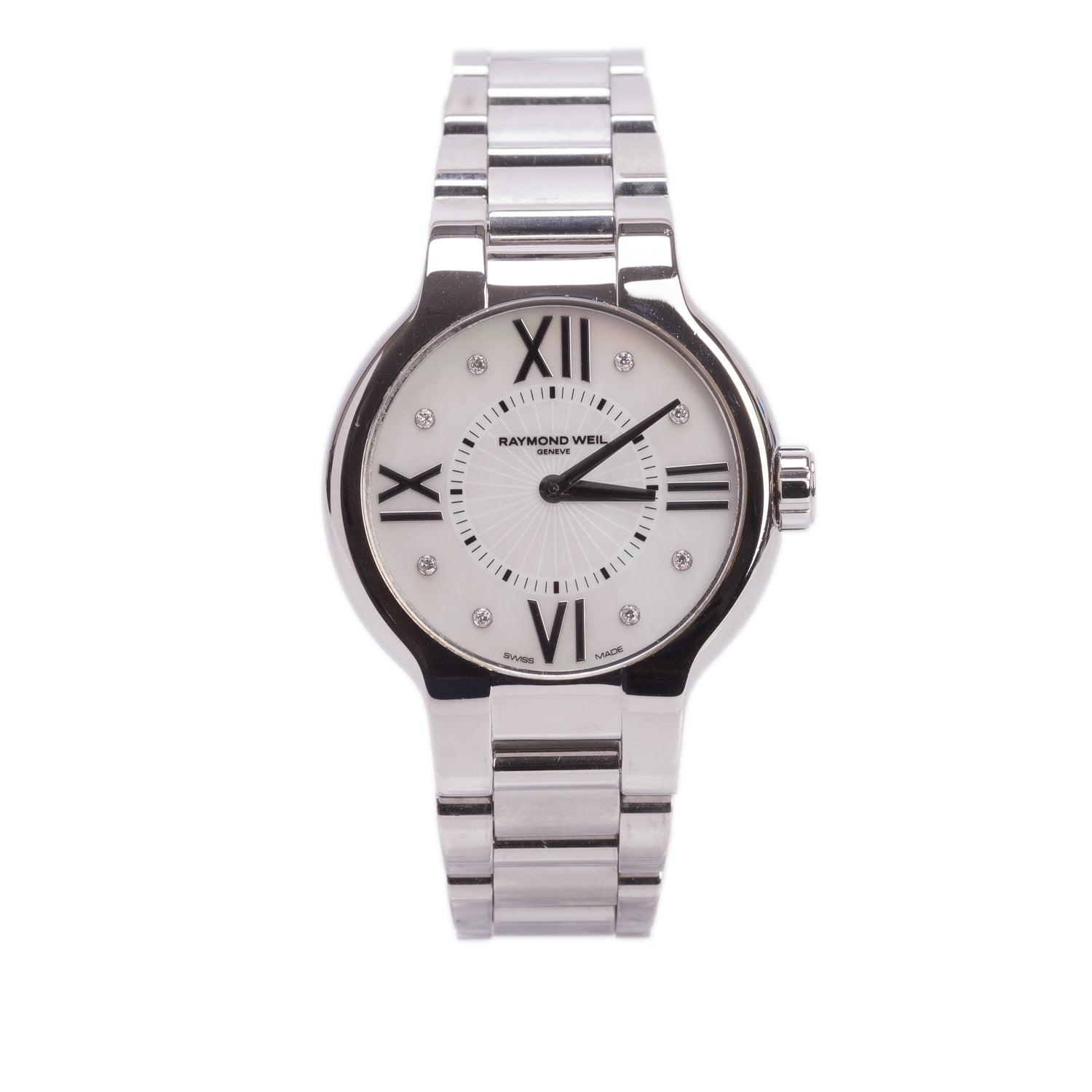 Raymond Weil Stainless Steel Noemia 32 MM Quartz Watch Mother of Pearl Diamond Dial 5132 w/ Box