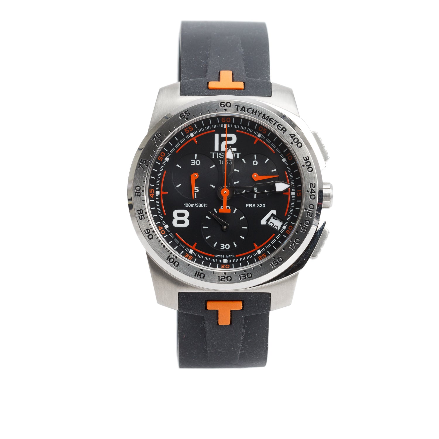 Tissot Stainless Steel T Sport PRS330 Palagio 42.5 MM Chronograph Quartz Watch Black Dial w/ Box & Papers
