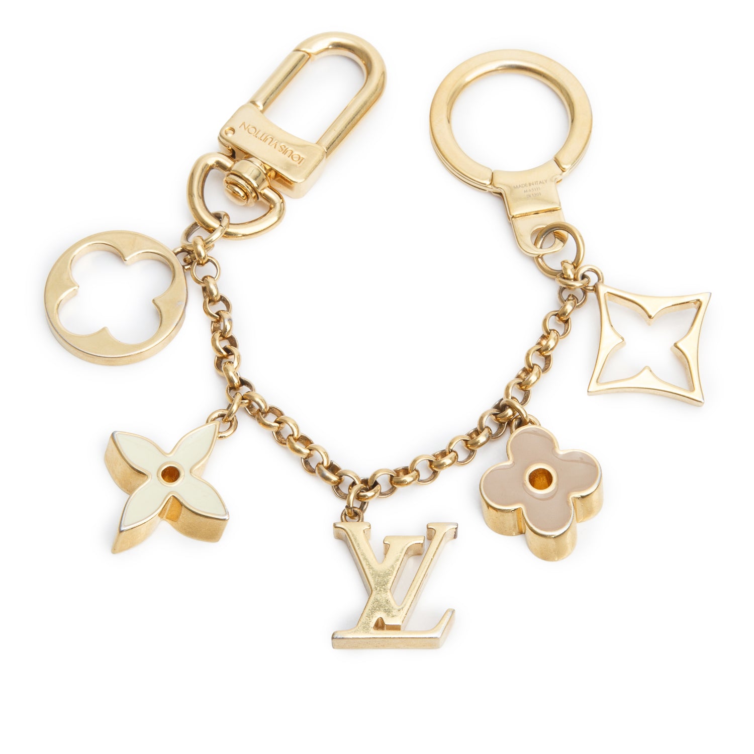Louis Vuitton Gold-Tone Fleur de Monogram Bag Charm w/ Receipt