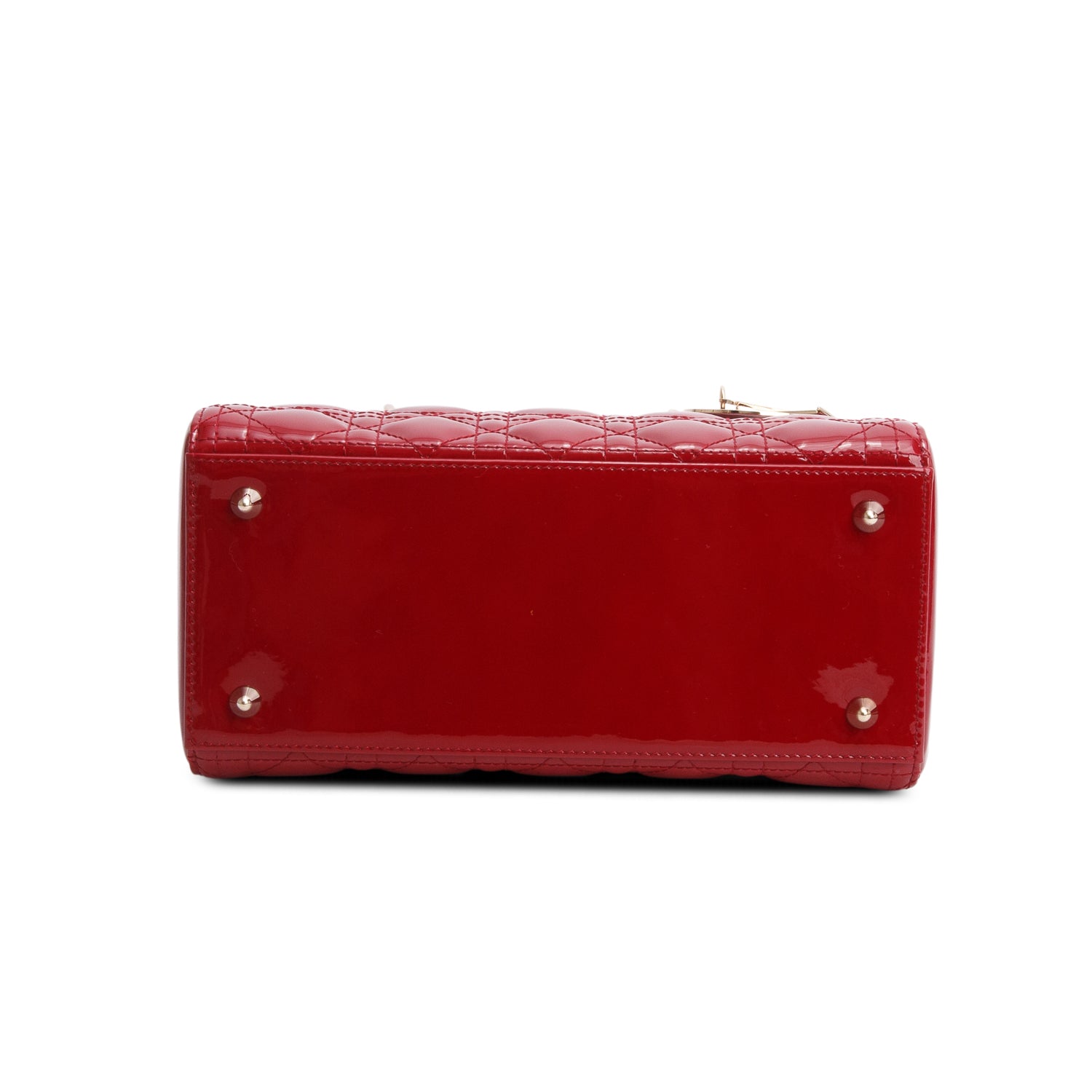 Christian Dior 2020 Red Patent Leather Cannage Medium Lady Dior Bag w/ Strap