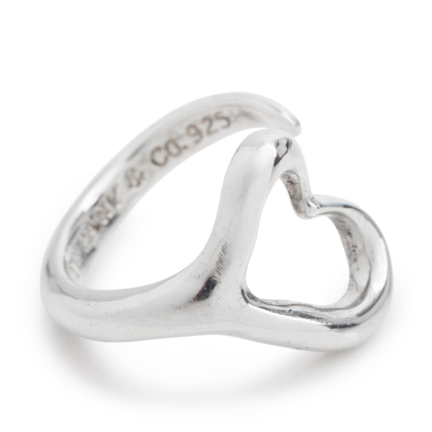 Tiffany & Co. Elsa Peretti Sterling Silver Open Heart Ring, Size 4