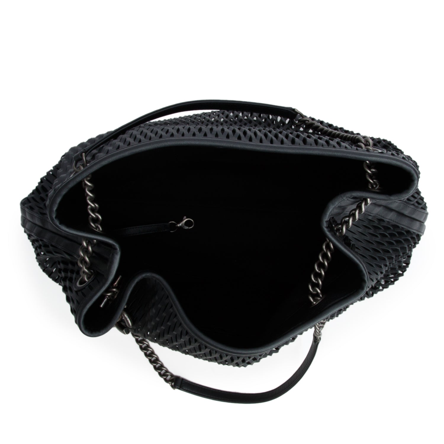 Chanel Black Calfskin Laser Cut Perforated CC Tote
