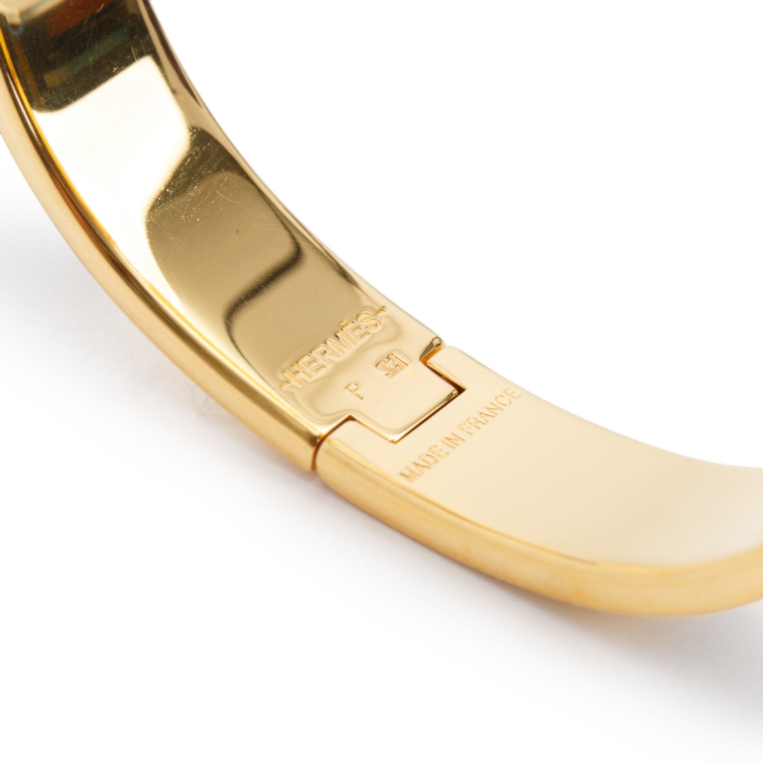 Hermes Gold Plated Black Enamel 12 MM Clic H Bracelet w/ Box