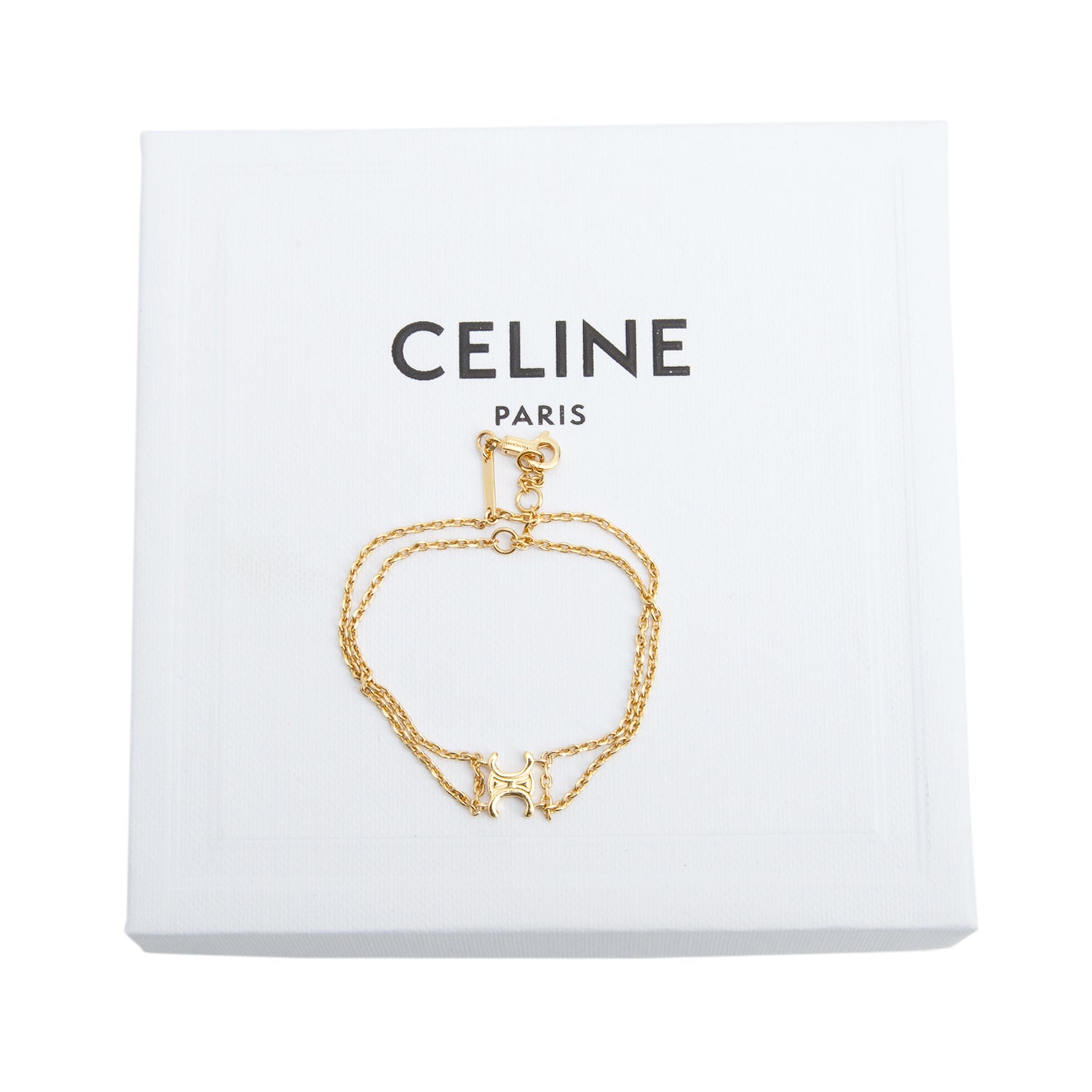 Celine Gold-Plated Brass Triomphe Suspended Bracelet w/ Box